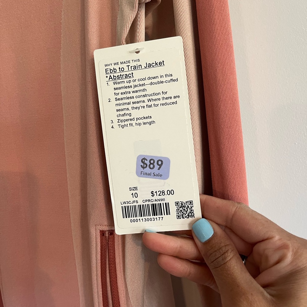 Lululemon Ebb to train zip up jacket, size 10- beautiful pinky peach color way - Picture 4 of 4